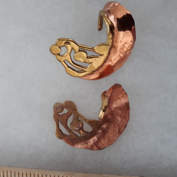 Artisan Crafted Copper & Brass Pierced Earrings - Picture 3 of 8
